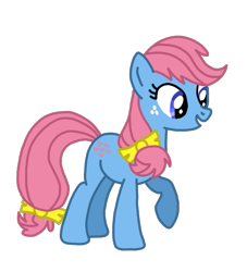 Size: 633x698 | Tagged: safe, artist:mattiedrawsponies, bow tie (g1), earth pony, pony, g1, g4, bow, cute, female, freckles, g1 to g4, generation leap, mare, open mouth, open smile, raised hoof, raised leg, simple background, smiling, solo, tieabetes, transparent background, vector