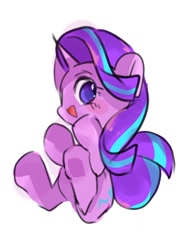 Size: 768x1024 | Tagged: safe, artist:pnpn_721, starlight glimmer, pony, unicorn, g4, cute, glimmerbetes, happy, looking at you, simple background, smiling, smiling at you, solo, white background