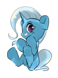 Size: 768x1024 | Tagged: safe, artist:pnpn_721, trixie, pony, unicorn, g4, cute, diatrixes, happy, looking at you, simple background, smiling, smiling at you, solo, white background