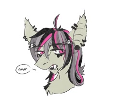 Size: 958x883 | Tagged: safe, artist:rover, artist:rrrover, oc, oc:gravel shine, bat pony, pony, bust, edgy, emo, fangs, portrait, solo