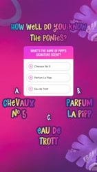 Size: 750x1334 | Tagged: safe, g5, my little pony: a new generation, official, instagram, instagram story, names, purple background, quiz, simple background