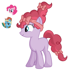 Size: 1280x1306 | Tagged: safe, artist:tenderrain-art, meadowbrook, pinkie pie, oc, earth pony, pony, g4, female, magical lesbian spawn, mare, offspring, parent:meadowbrook, parent:pinkie pie, simple background, transparent background