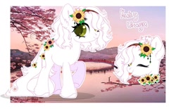 Size: 1280x792 | Tagged: safe, artist:kimio666, oc, oc only, earth pony, pony, :p, earth pony oc, eyelashes, flower, one eye closed, outdoors, raised hoof, solo, sunflower, tongue out, wink