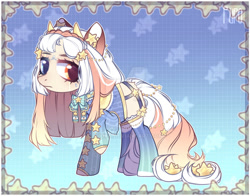 Size: 1024x804 | Tagged: safe, artist:kimio666, oc, oc only, pony, clothes, heterochromia, raised hoof, solo