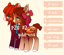 Size: 1234x1048 | Tagged: safe, artist:miioko, oc, oc only, bat pony, pony, base used, bat pony oc, bat wings, bow, colored hooves, duo, hair bow, wings