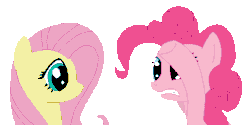 Size: 450x225 | Tagged: safe, artist:tomdantherock, fluttershy, pinkie pie, pony, g4, 2013, animated, blinking, duo, female, gif, simple background, transparent background