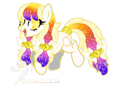 Size: 1700x1200 | Tagged: safe, artist:galeemlightseraphim, oc, oc only, oc:galeem light, earth pony, pony, :d, base used, bell, earth pony oc, ethereal mane, open mouth, open smile, simple background, smiling, starry eyes, starry mane, tail, tail wrap, transparent background, wingding eyes