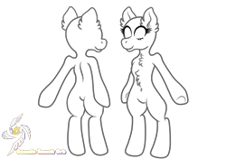 Size: 1700x1200 | Tagged: safe, artist:galeemlightseraphim, oc, oc only, earth pony, semi-anthro, arm hooves, bald, base, bipedal, chest fluff, duo, ear fluff, earth pony oc, lineart, simple background, smiling, transparent background
