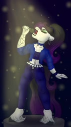 Size: 720x1280 | Tagged: safe, artist:teonnakatztkgs, oc, oc only, earth pony, anthro, unguligrade anthro, choker, clothes, ear piercing, earring, earth pony oc, female, jewelry, microphone, open mouth, piercing, singing