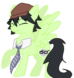 Size: 673x700 | Tagged: safe, artist:namaenonaipony, oc, oc only, earth pony, pony, bungou stray dogs, edogawa ranpo, hat, male, necktie, simple background, solo, stallion, sunglasses, white background