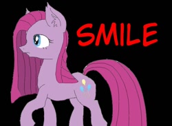 Size: 600x438 | Tagged: safe, artist:namaenonaipony, pinkie pie, earth pony, pony, g4, black background, pinkamena diane pie, simple background, solo