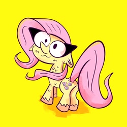 Size: 680x680 | Tagged: safe, artist:eveeyuwu, fluttershy, pegasus, pony, g4, butt, female, mare, plot, solo