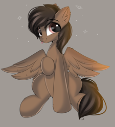 Size: 2828x3141 | Tagged: safe, artist:janelearts, oc, oc:mazz, pegasus, pony, :p, commission, cute, high res, male, raised hoof, sitting, smiling, solo, stallion, tongue out, wings