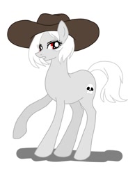 Size: 931x1200 | Tagged: safe, artist:namaenonaipony, earth pony, pony, ashe, cowboy hat, hat, overwatch, ponified, simple background, skull, solo, white background