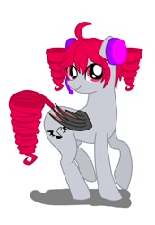 Size: 675x976 | Tagged: safe, artist:namaenonaipony, bat pony, pony, kasane teto, musical instrument, ponified, simple background, solo, vocaloid, white background