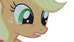Size: 1280x720 | Tagged: safe, edit, edited screencap, screencap, applejack, earth pony, pony, friendship is magic, g4, season 1, background removed, close-up, female, mare, simple background, transparent background