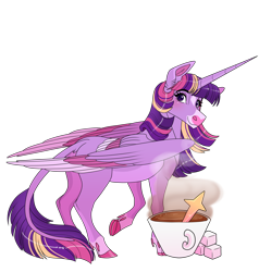 Size: 2000x2100 | Tagged: safe, artist:uunicornicc, twilight sparkle, alicorn, pony, g4, alternate design, butt, cloven hooves, coat markings, colored wings, dewclaw, facial markings, februpony, high res, horn, leonine tail, long horn, multicolored wings, plot, simple background, snip (coat marking), socks (coat markings), solo, tail, transparent background, twilight sparkle (alicorn), wings