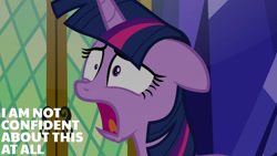 Size: 1280x720 | Tagged: safe, edit, edited screencap, editor:quoterific, screencap, twilight sparkle, alicorn, pony, g4, season 9, the beginning of the end, female, floppy ears, mare, open mouth, shrunken pupils, solo, twilight sparkle (alicorn), twilight's castle, twilighting