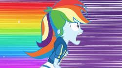 Size: 3410x1920 | Tagged: safe, screencap, rainbow dash, dashing through the mall, equestria girls, equestria girls specials, g4, my little pony equestria girls: better together, my little pony equestria girls: holidays unwrapped, clothes, cutie mark on clothes, female, geode of super speed, high res, hoodie, jewelry, magical geodes, necklace, open mouth, rainbow trail, running, shrunken pupils, solo