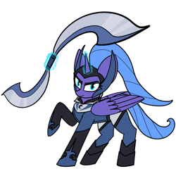 Size: 1080x1080 | Tagged: safe, artist:deltarainrum, princess luna, g4, armor, simple background, solo, weapon, white background