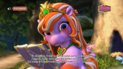 Size: 1128x635 | Tagged: safe, pony, angry, book, context is for the weak, filly (dracco), filly funtasia, forest, google translate, lynn (filly funtasia), murderous look, screencap from another series, tree, youtube link