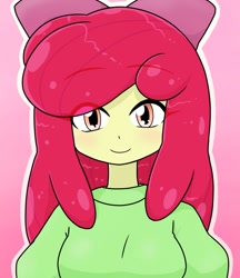 Size: 640x740 | Tagged: safe, artist:batipin, apple bloom, equestria girls, g4, adorabloom, breasts, busty apple bloom, cute, female, looking at you, outline, solo, white outline