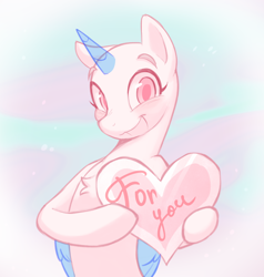 Size: 4768x5000 | Tagged: safe, artist:littmosa, pony, commission, holiday, looking at you, open mouth, smiling, smiling at you, valentine's day, your character here