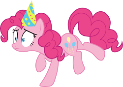 Size: 4231x3000 | Tagged: safe, artist:cloudy glow, pinkie pie, earth pony, pony, g4, .ai available, butt, female, frown, hat, high res, mare, party hat, plot, shrunken pupils, simple background, solo, transparent background, vector
