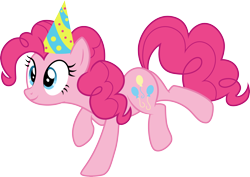 Size: 3000x2128 | Tagged: safe, artist:cloudy glow, pinkie pie, earth pony, pony, g4, .ai available, butt, female, hat, high res, mare, party hat, plot, simple background, smiling, solo, transparent background, vector