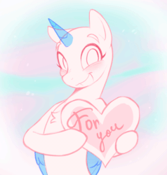 Size: 3338x3500 | Tagged: safe, artist:littmosa, pony, animated, commission, cute, high res, holiday, looking at you, one eye closed, smiling, smiling at you, valentine's day, wink, winking at you, your character here