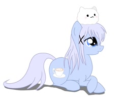 Size: 1094x898 | Tagged: safe, artist:namaenonaipony, earth pony, pony, anime, blue eyes, chino kafuu, crossed hooves, gochuumon wa usagi desu ka?, hooves, is the order a rabbit?, lying down, ponified, prone, shadow, simple background, solo, tippy, white background