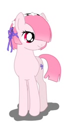 Size: 630x1200 | Tagged: safe, artist:namaenonaipony, earth pony, pony, anime, front view, hair over one eye, hooves, ponified, ram (re:zero), re:zero, red eyes, shadow, simple background, solo, standing, tail, white background