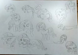 Size: 1517x1080 | Tagged: safe, artist:namaenonaipony, rarity, fish, pony, slug, unicorn, g4, angry, puffy cheeks, sketch, solo, species swap, traditional art