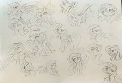 Size: 1582x1080 | Tagged: safe, artist:namaenonaipony, fluttershy, bat pony, pegasus, pony, g4, bat ponified, cheek fluff, eyes closed, flutterbat, happy, race swap, sketch, solo, traditional art, you're going to love me