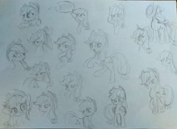 Size: 1475x1080 | Tagged: safe, artist:namaenonaipony, applejack, cat, earth pony, pony, g4, bow, catified, hair bow, missing accessory, silly, silly pony, sketch, solo, species swap, spooky, traditional art