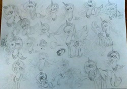 Size: 1465x1023 | Tagged: safe, artist:namaenonaipony, princess luna, alicorn, pony, g4, banana, eating, female, filly, foal, food, sketch, solo, tongue out, traditional art, woona, younger