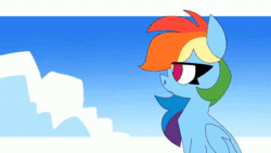 Size: 1920x1080 | Tagged: safe, artist:nekosnicker, edit, dumbbell, gilda, lightning dust, rainbow dash, spitfire, griffon, pegasus, pony, g4, animated, cloud, could have been me, female, glare, grin, halsey, lying down, male, mare, porsha crystal, relaxing, sing 2, singing, sky, smiling, sound, stallion, sun, webm, wings