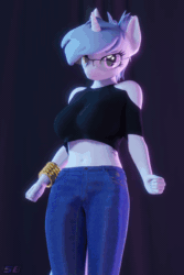 Size: 1280x1920 | Tagged: safe, alternate character, alternate version, artist:shadowboltsfm, oc, oc:steamy, anthro, plantigrade anthro, 3d, 60 fps, animated, ass, belly button, blender, boots, breasts, butt, butt shake, clothes, cute, dancing, feet, female, glasses, high heel boots, high heels, implied tail hole, jeans, looking at you, music, not sfm, pants, sexy, shoes, smiling, solo, sound, webm