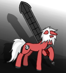 Size: 3257x3606 | Tagged: safe, artist:duskendraws, derpibooru exclusive, oc, oc only, oc:crimson epitaph, pony, unicorn, high res, male, simple background, solo, stallion, sword, weapon