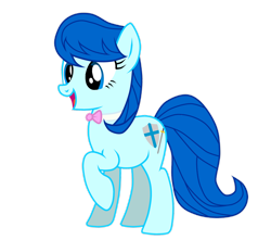 Size: 2606x2302 | Tagged: safe, artist:toutax, oc, oc only, oc:latias, earth pony, pony, blue eyes, blue mane, blue tail, earth pony oc, female, full body, high res, hooves, mare, open mouth, open smile, raised hoof, show accurate, simple background, smiling, solo, standing, tail, transparent background, vector