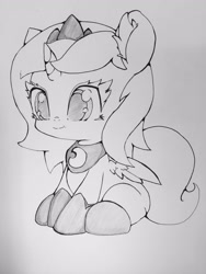 Size: 1536x2048 | Tagged: safe, artist:zokkili, princess luna, alicorn, pony, g4, cute, female, filly, foal, lineart, lunabetes, sketch, solo, traditional art, woona, younger