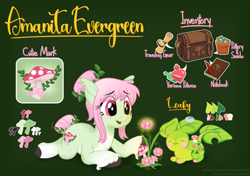Size: 3877x2722 | Tagged: safe, artist:lovinglypromise, oc, oc only, oc:amanita evergreen, earth pony, pony, female, flower, gradient background, high res, mare, mushroom, solo