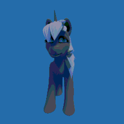 Size: 1080x1080 | Tagged: safe, artist:anon_1515, pony, unicorn, 3d, 3d model, animated, blender, blender cycles, gif, open mouth, rotating, showcase, simple background, smiling, solo, spinning, turnaround, wip