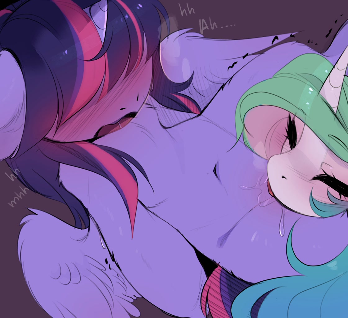 explicit, artist:magnaluna, princess celestia, twilight sparkle, alicorn, s...