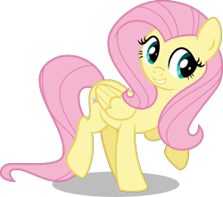Size: 5000x4429 | Tagged: safe, artist:n0kkun, fluttershy, pegasus, pony, g4, cute, female, grin, mare, raised hoof, raised leg, shyabetes, simple background, smiling, solo, transparent background, vector