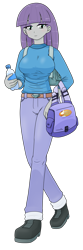 Size: 1007x3025 | Tagged: safe, artist:batipin, part of a set, maud pie, equestria girls, backpack, breasts, busty maud pie, clothes, shoes, simple background, solo, transparent background, water bottle