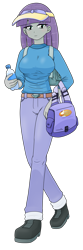 Size: 1007x3025 | Tagged: safe, alternate version, artist:batipin, part of a set, maud pie, equestria girls, backpack, breasts, busty maud pie, cap, clothes, hat, shoes, simple background, solo, transparent background, water bottle