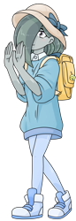Size: 548x1594 | Tagged: safe, alternate version, artist:batipin, part of a set, marble pie, equestria girls, backpack, converse, equestria girls-ified, hair over one eye, hat, shoes, simple background, sneakers, solo, transparent background