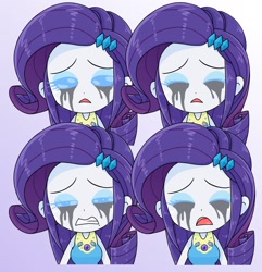 Size: 1387x1440 | Tagged: safe, artist:batipin, rarity, equestria girls, g4, crying, eyes closed, female, makeup, marshmelodrama, mascara, mascarity, open mouth, rarity being rarity, running makeup