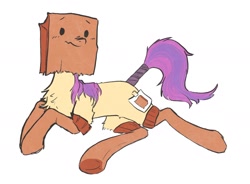 Size: 1998x1467 | Tagged: safe, artist:rover, oc, oc:paper bag, earth pony, pony, earth pony oc, fake cutie mark, simple background, white background